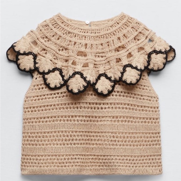 Zara knit bloggers favorite knit bib top Sz Small - Picture 4 of 6